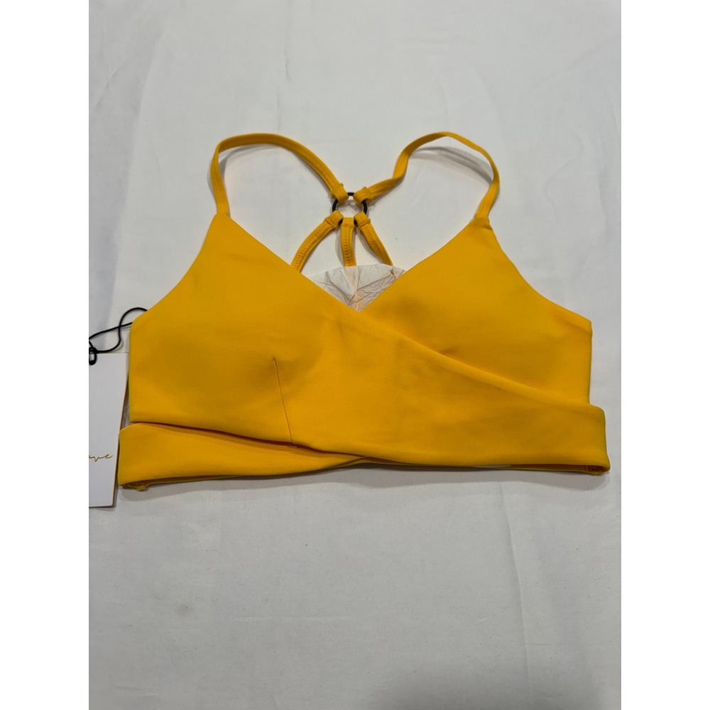 Lovewave Revolve Bikini Top/Sports Bra Wrap Front O-Ring Racerback XS Yellow